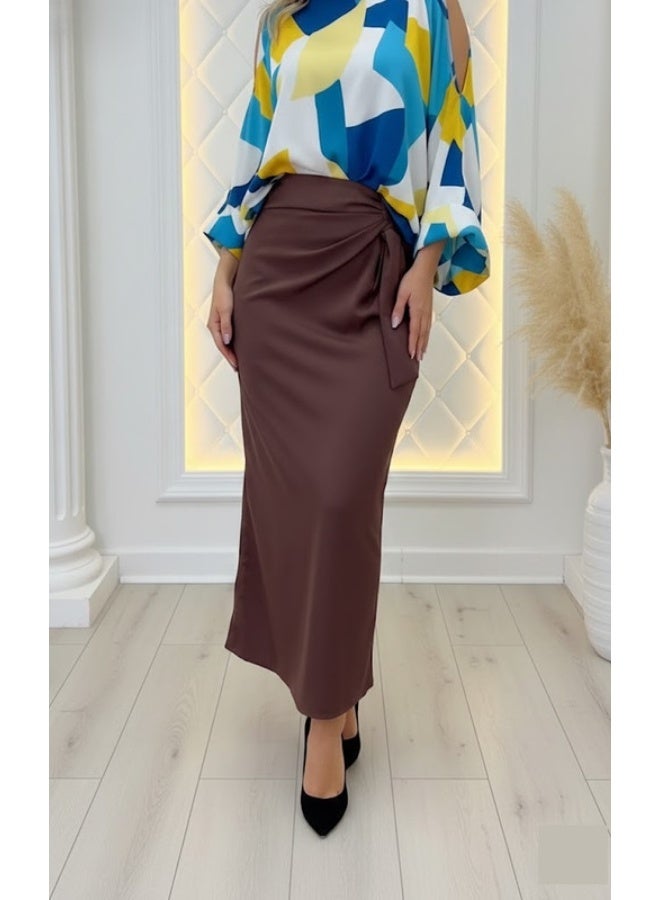 FULL JOY Maxi,Flowing Skirt; Elegant Skirt with a  Beauty and Sophistication With Side knot - Image 3